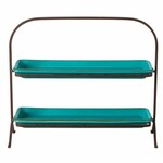 Shelf 2 floors 40x15.5x34cm, SARDEGNA, blue (turquoise) (SALE)|Casafina