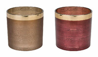 Svícen skleněný, růžová/hnědá/zlatá, pr. 15cm, balení obsahuje 2 kusy! (DOPRODEJ)|Ego Dekor