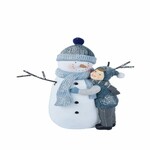Dekorácia snehuliak s chlapčekom, 23cm, modrá|Ego Dekor