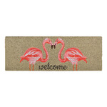 Wycieraczka „BEST FOR BOOTS” Powitanie flamingów, różowo-brązowy, 75 x 25 cm (WYPRZEDAŻ)|Esschert Design