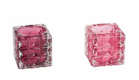 Square candlestick pink/ruby, package contains 2 pieces! (SALE)|Ego Decor