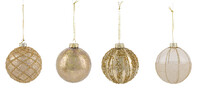 Glass ball, gold, package contains 4 pieces! (SALE)|Ego Decor