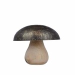 Decoration MUSHROOM, metal/wood, 12cm, dark/golden patina|Ego Dekor