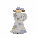 Angel with patchwork dress, with bow, 23 cm, white/purple|Ego Dekor