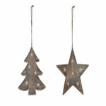 Hanging tree/star, gold patina 14cm, package contains 2 pieces!|Ego Dekor