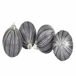 Glitter ball decoration, stripes, 7.5 cm, brown, set of 4 pieces!|Ego Dekor