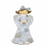 Angel with patchwork dress, with bow, 23 cm, white/grey|Ego Dekor