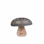 Decoration MUSHROOM, metal/wood, 10cm, grey|gold patina|Ego Dekor