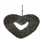 Heart curtain, grass/glitter, black, 33cm|Ego Dekor