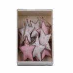 Star ornament, metal, white/pink, box of 10 pieces|Ego Dekor