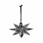 Star anise pendant, leather string, 9cm, silver|Ego Dekor