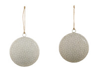 Tin ball, white, package contains 2 pieces! (SALE)|Ego Decor