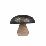 Decoration MUSHROOM, metal/wood, 10cm, dark/gold patina|Ego Dekor