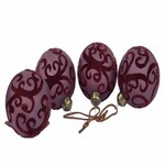 Matte ball decoration, velvet ornaments+leather loop, 7cm, purple/burgundy, set of 4 pieces!|Ego Dekor