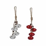 Garland with 4 bells, metal, 29 cm, white/red, package contains 2 pieces!|Ego Dekor