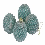 Glitter ball decoration, cushions, 7cm, green/gold, set of 4 pieces!|Ego Dekor