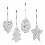 Ball/tree/star/heart decoration, white, 9cm, package contains 4 pieces!|Ego Dekor