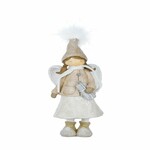 Angel with a coat, with a gift, 25 cm, beige|Ego Dekor