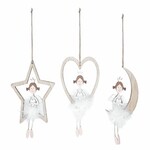 Curtain Angel moon/heart/star, natural, 11.5x19x0.5cm, package contains 3 pieces!|Ego Dekor