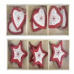 Heart/star curtain, 9 pcs/box, red, 21x2.5x7cm, package contains 2 pieces!|Ego Dekor