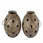 Heart/star lantern, gold, 21x19.5x21cm, package contains 2 pieces!|Ego Dekor