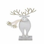 Reindeer decoration with scarf, white/gold, 14x21x4cm, pc|Ego Dekor