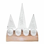 Candlestick on a base with trees, white, 23x17x8cm, pc|Ego Dekor
