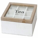 EGO DEKOR DRUHÁ JAKOST - Box na čaj dřevěný, 22x8x22 cm, bílá