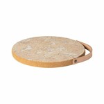 Cork mat with leather ear diameter 25cm, CORK COLLECTION, white|White-natural|Casafina