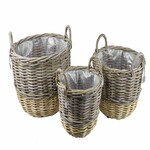 RATTAN basket, d.48x36/d.34x28cm, gray|yellow, S3|Van Der Leeden 1915