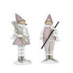 Decoration girl and boy with skis, pink/beige/grey, 7x22x6cm, package contains 2 pieces!|Ego Dekor