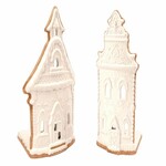 Gingerbread house candlestick, white, 11x18.5x9cm, package contains 2 pieces!|Ego Dekor