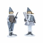 Decoration boy and girl with skis, gray/white, 5x22x7cm, package contains 2 pieces!|Ego Dekor
