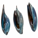 Ceramic shell, blue|brown, 13x9.5x8cm, package contains 3 pieces! (SALE)|Ego Decor