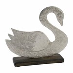 Decoration on the pedestal Swan, silver, 10.9x5.1x12.6cm (SALE)|Ego Dekor