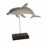 Dekorace na podstravci Delfín, stříbrná, 26x5,4x26cm (DOPRODEJ)|Ego Dekor