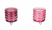 Round candlestick, pink/ruby, dia. 7cm, package contains 2 pieces! (SALE)|Ego Decor