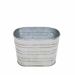Cover for a flower pot, oval, zinc, white, 26.5x26.5x21.5cm (SALE)|Ego Dekor