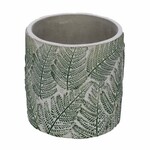 Flower pot FERN, cement, green/gold, 17x17x16cm (SALE)|Ego Dekor