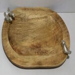 Oval bowl with birds, mango tree, natural, 31x20x4cm (SALE)|Ego Dekor