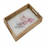 Tray with handles Romantic, mango, natural/pink/white, 30.3x20.3x3.8cm (SALE)|Ego Dekor