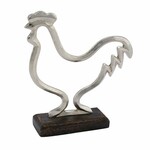 Decoration on the base Rooster, silver, 20x5.4x25cm (SALE)|Ego Dekor