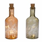 LED dekorácia fľaša Tráva, sklo, hnedá/zelená, 8,5x8,5x37cm, balenie obsahuje 2 kusy! (DOPREDAJ)|Ego Dekor