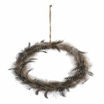 Wreath with feathers, natural, dia. 25x3cm (SALE)|Ego Decor