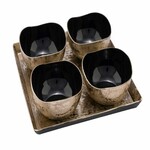 Bowls on a tray Shell, gold/black, 23.5x23.5x2cm|Ego Dekor