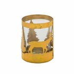 VZ 2021 Svietnik na čajovú sviečku Les, kovový so sklom, zlatá, 6,5x9,5cm (DOPREDAJ)|Ego Dekor