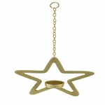 Svícen na čajovou svíčku závěsný STAR, zlatá, 19x19x5cm (DOPRODEJ)|Ego Dekor