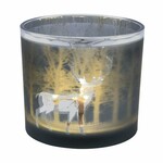 Świecznik szklany Jeleń w lesie, szaro-srebrny, 7x8cm (WYPRZEDAŻ)|Ego Dekor