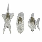 Sea candle holder, metal, silver, diameter 12.5/7.5 cm, package contains 3 pieces! (SALE)|Ego Decor