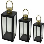 Metal lantern, matte black and gold, 42x20x20cm, S3 * (SALE)|Ego Dekor